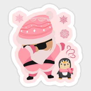 Pink Santa Claus Dabbing Through The Snow Sticker